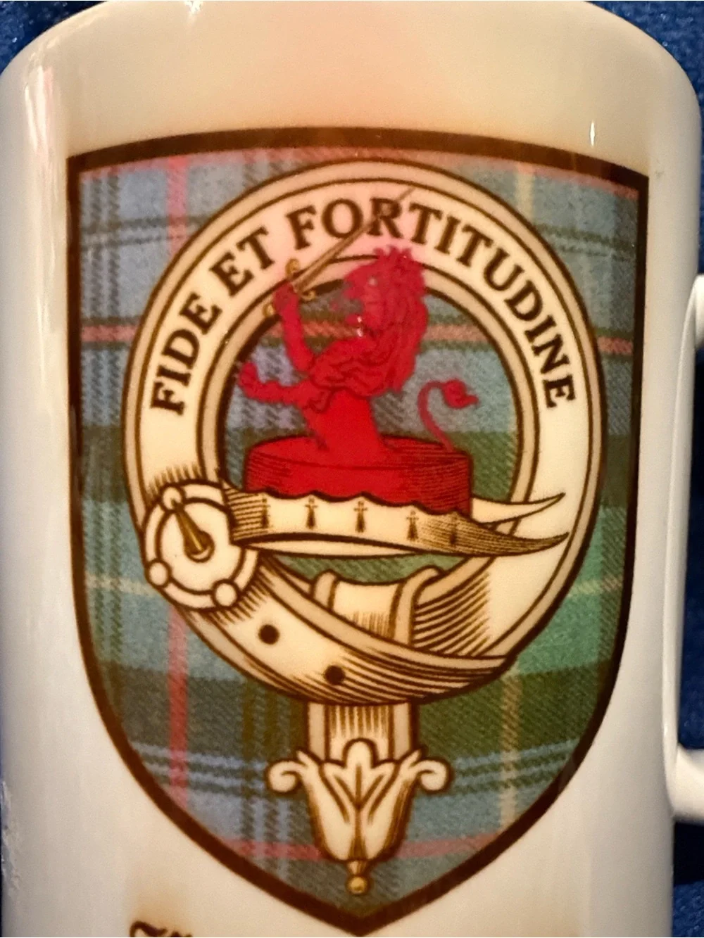 Two Clan Farquharson Scottish Seal Crest Coffee Mugs “Fide et Fortitudine”